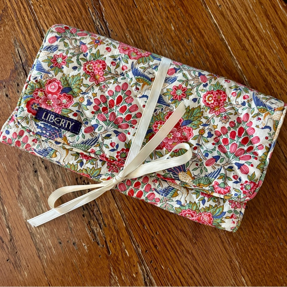 Vintage Liberty London Fabric Travel Jewelry Pouch or Roll